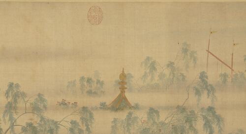 汉宫春晓图.明仇英画.绢本设色.附注释.39951x1923像素.台北故宫博物院藏