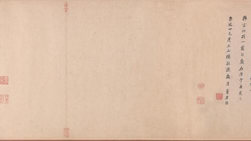 游春图卷.隋.展子虔作.绢本设色.附注释.46239x5160像素.北京故宫博物院藏