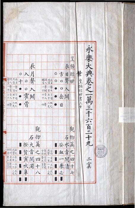 永乐大典.卷13629.世字.明嘉靖隆庆间内府重写本